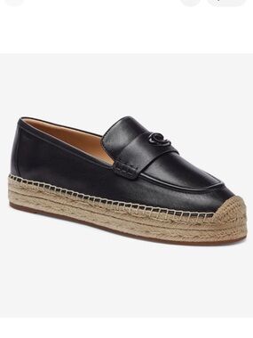 Coach Camilla Espadrille Black Leather Size 5
